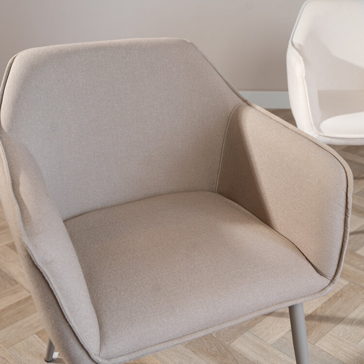 Esszimmerstuhl Elin recycelter Stoff mit Armlehne taupe