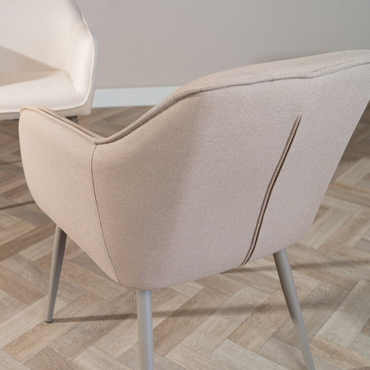 Esszimmerstuhl Elin recycelter Stoff mit Armlehne taupe