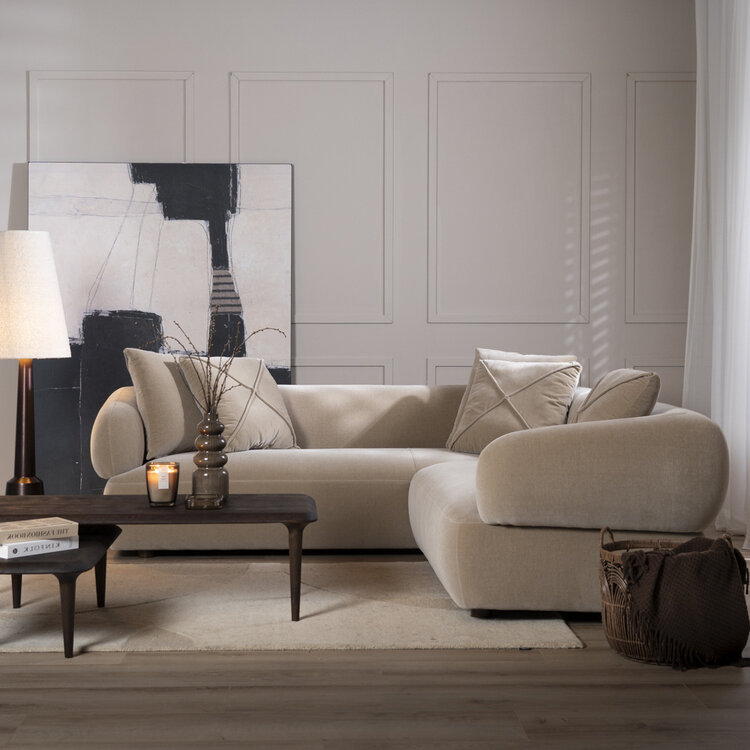 Ecksofa Palermo Samt taupe rechts