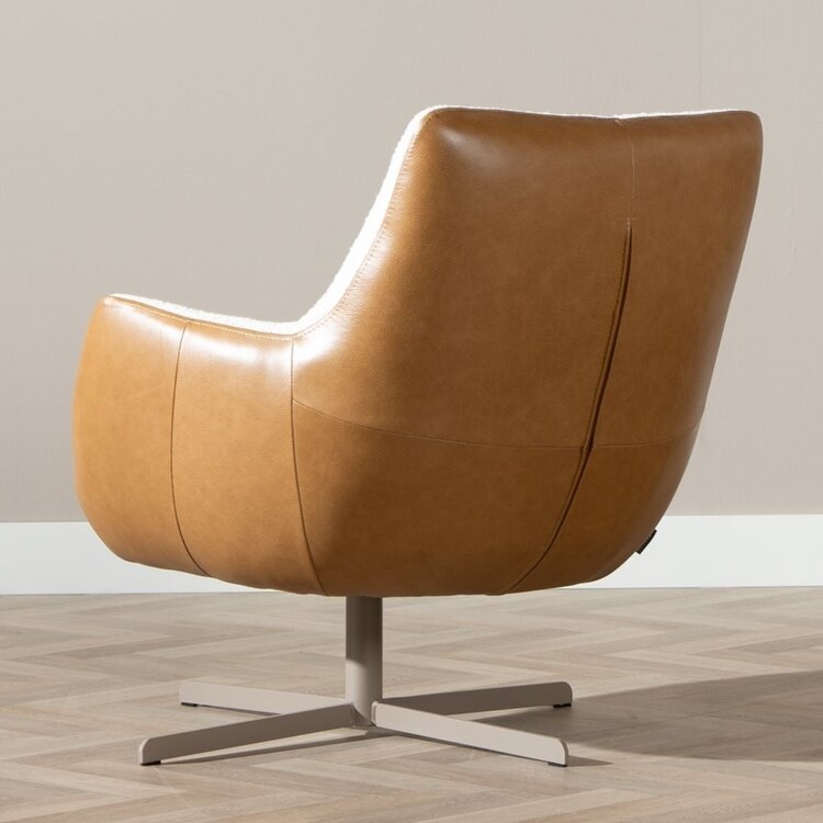 Sessel Stella Bouclé / Leder drehbar beige