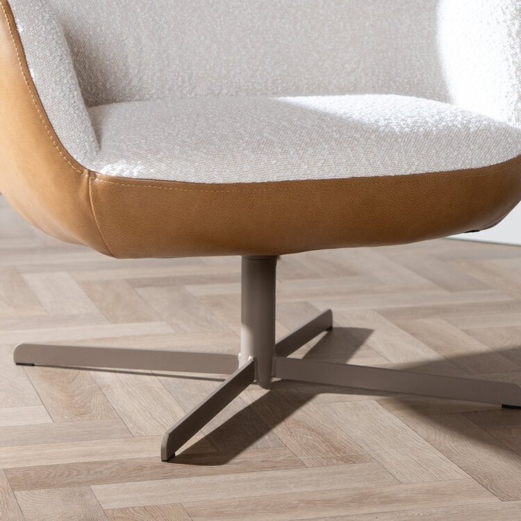 Sessel Stella Bouclé / Leder drehbar beige