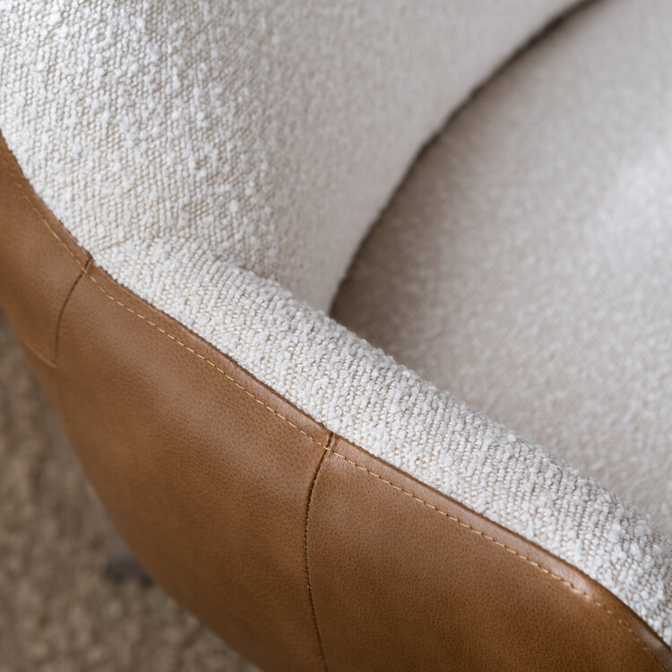 Sessel Stella Bouclé / Leder drehbar beige