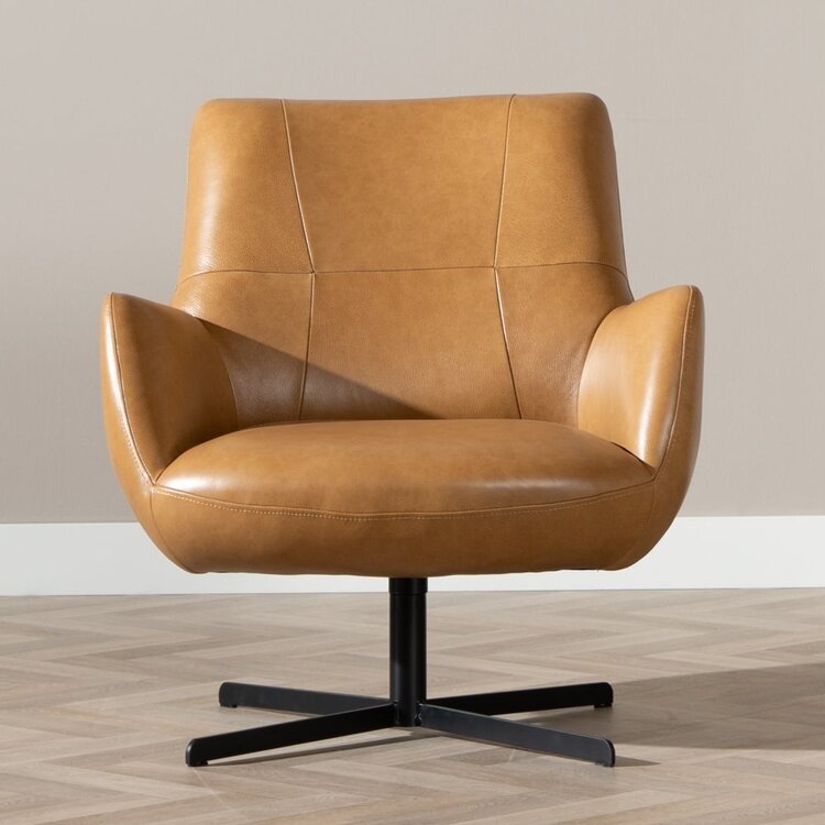 Ledersessel Stella drehbar cognac