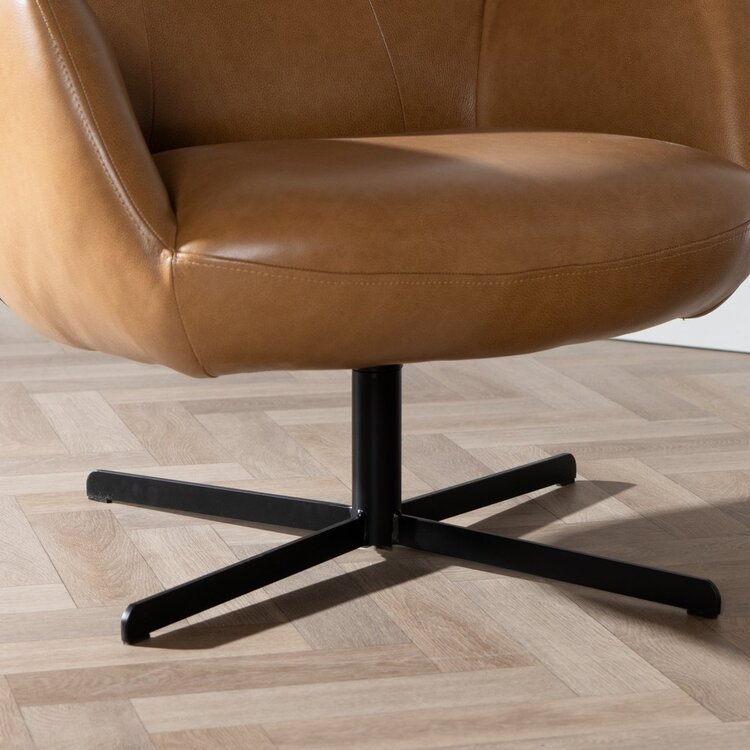 Ledersessel Stella drehbar cognac