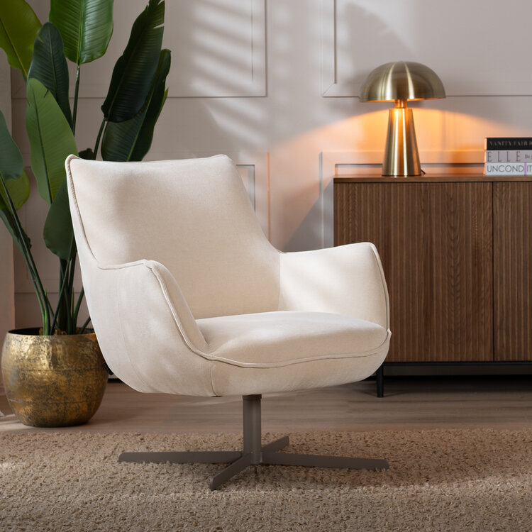 Sessel Stella Samt drehbar beige