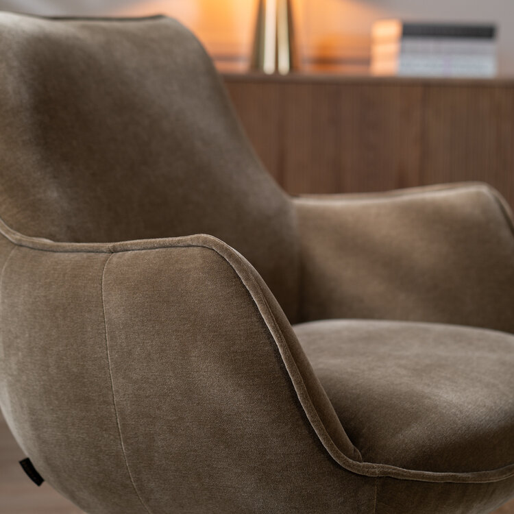 Sessel Stella Samt drehbar braun