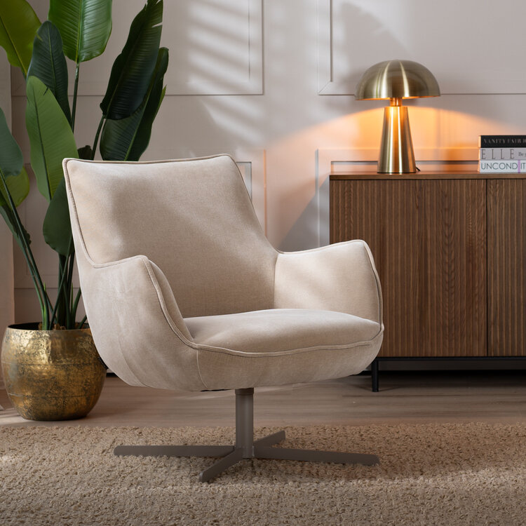 Sessel Stella Samt drehbar taupe