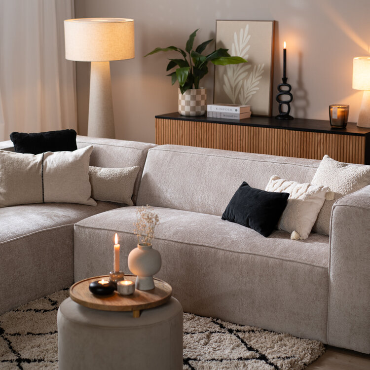 Ecksofa Memphis Chenille weiß/beige links