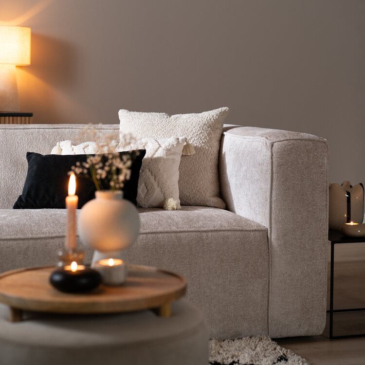 Ecksofa Memphis Chenille weiß/beige links