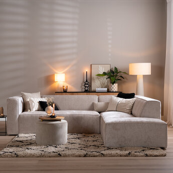 Ecksofa Memphis Chenille weiß/beige rechts