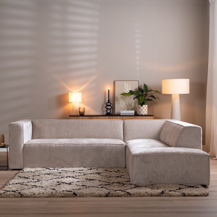 Ecksofa Memphis Chenille weiß/beige rechts