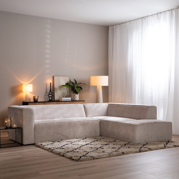 Ecksofa Memphis Chenille weiß/beige rechts