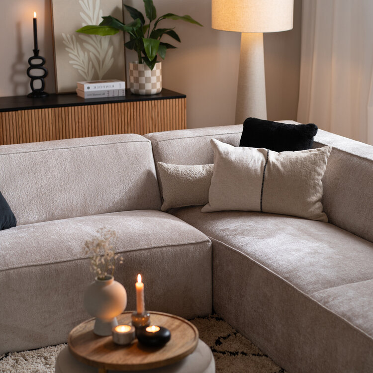 Ecksofa Memphis Chenille weiß/beige rechts