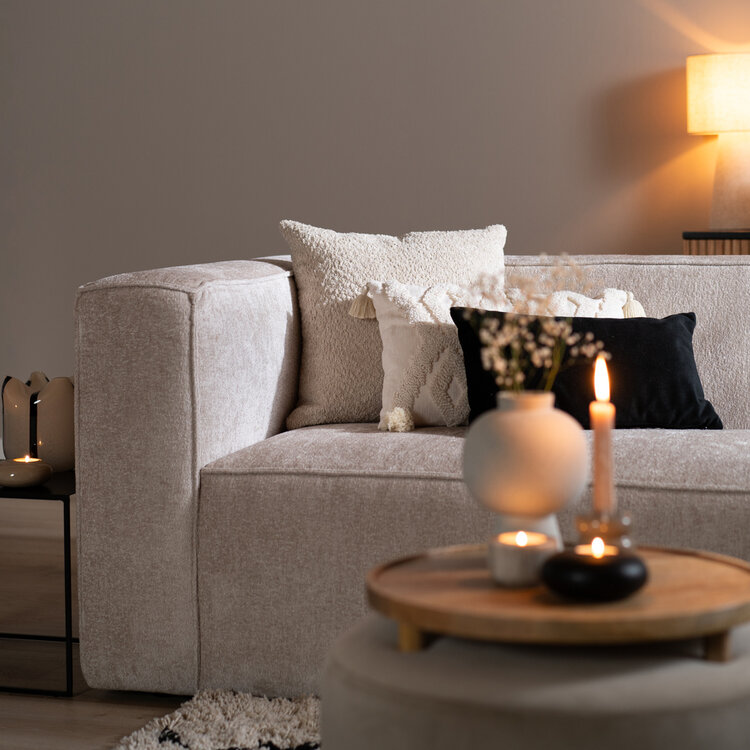 Ecksofa Memphis Chenille weiß/beige rechts