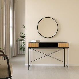 Schreibtisch Maury schwarz / Eiche hell 120x55x77cm