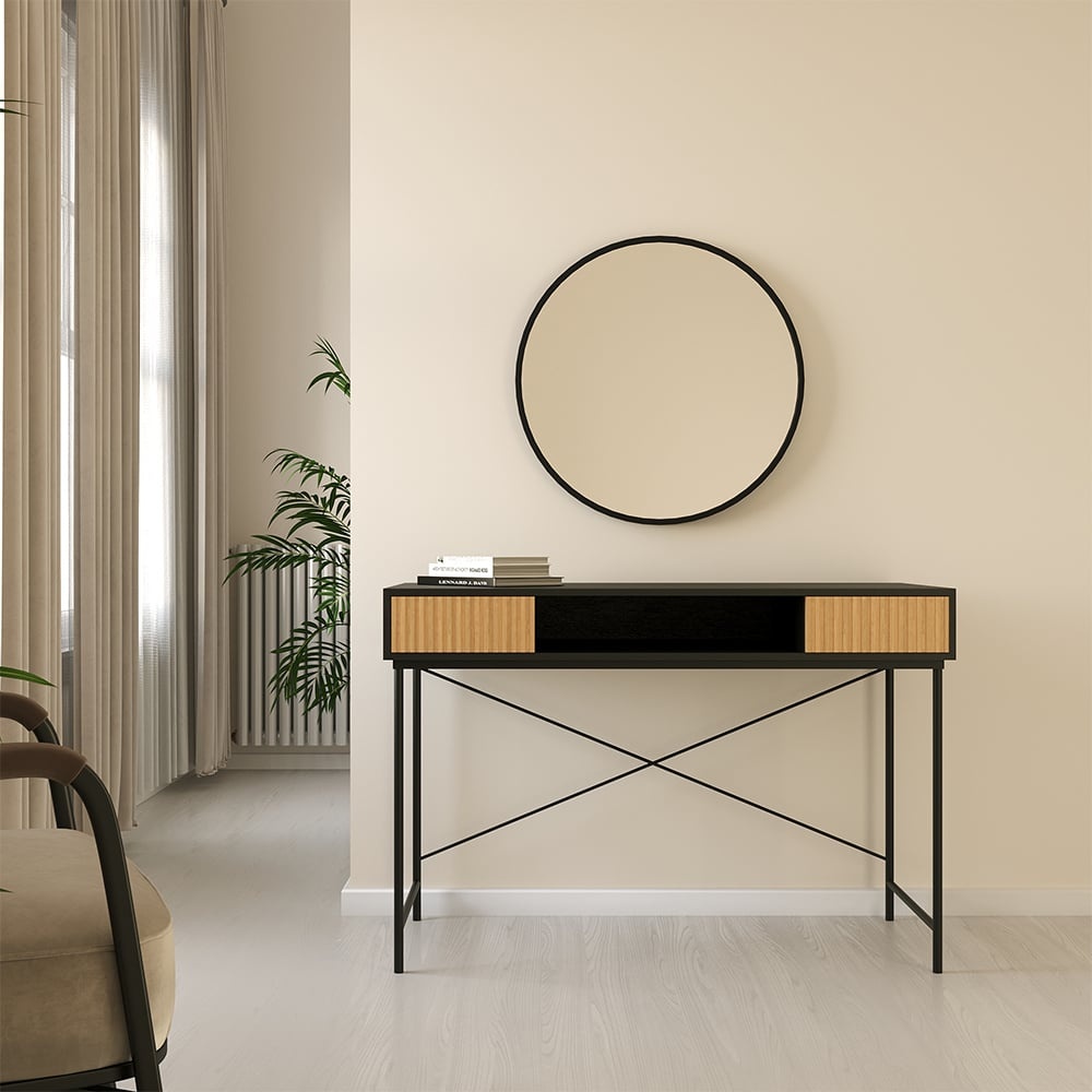 Schreibtisch Maury schwarz / Eiche hell 120x55x77cm