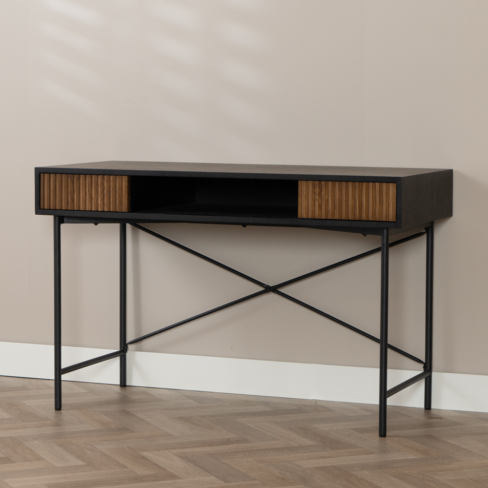 Schreibtisch Maury schwarz / Eiche dunkel 120x55x77cm