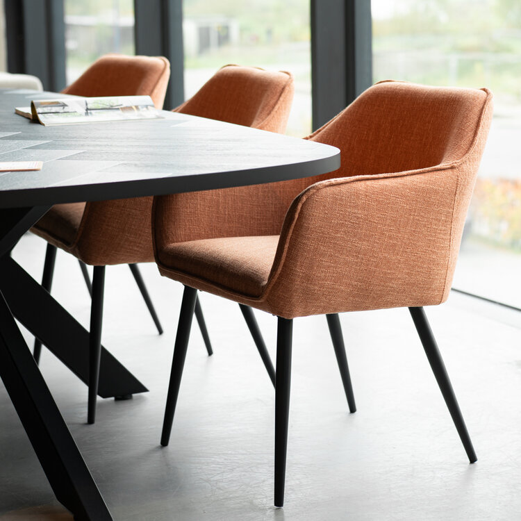 Esszimmerstuhl Ciara Leinen kupfer