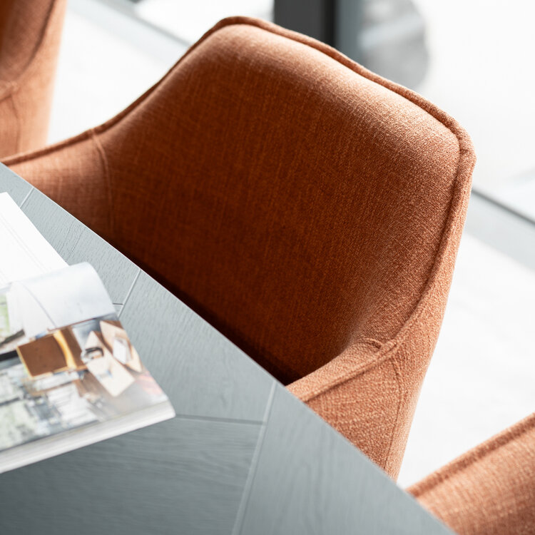 Esszimmerstuhl Ciara Leinen kupfer