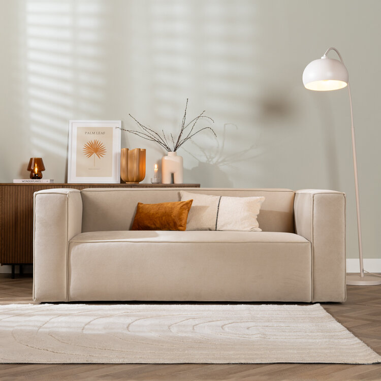 Samt Sofa Memphis 2,5-Sitzer beige