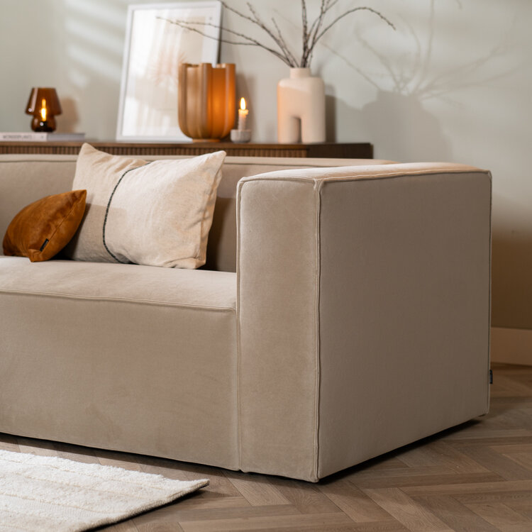 Samt Sofa Memphis 2,5-Sitzer beige