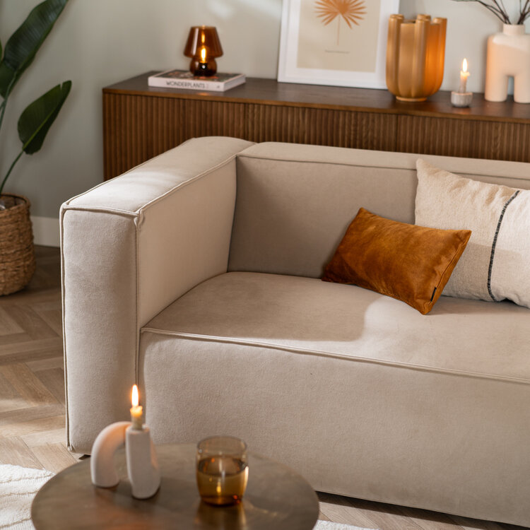 Samt Sofa Memphis 2,5-Sitzer beige