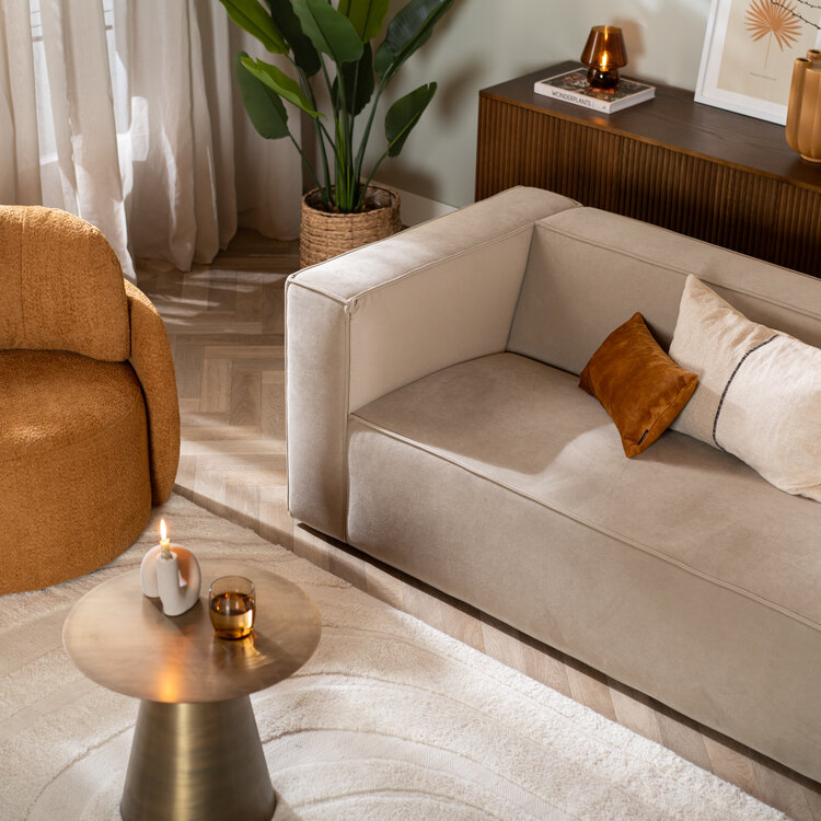 Samt Sofa Memphis 2,5-Sitzer beige