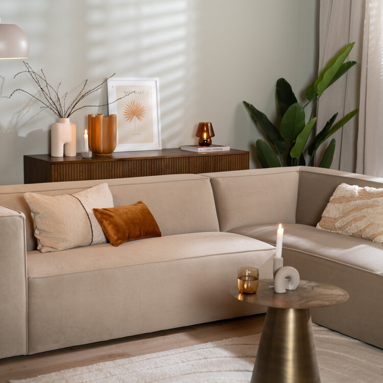 Ecksofa Memphis Samt beige rechts
