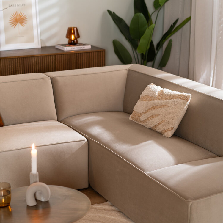 Ecksofa Memphis Samt beige rechts