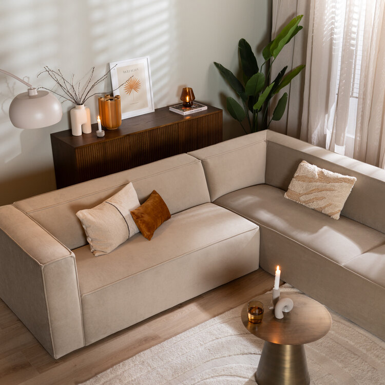 Ecksofa Memphis Samt beige rechts
