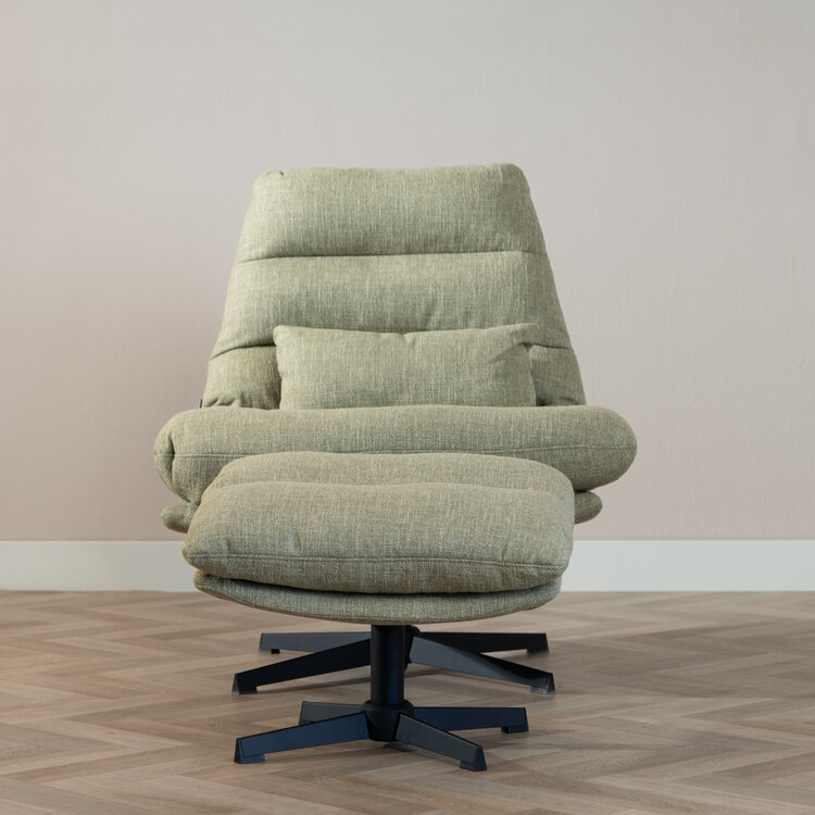 Sessel mit Hocker Cristo Leinen drehbar olivgrün