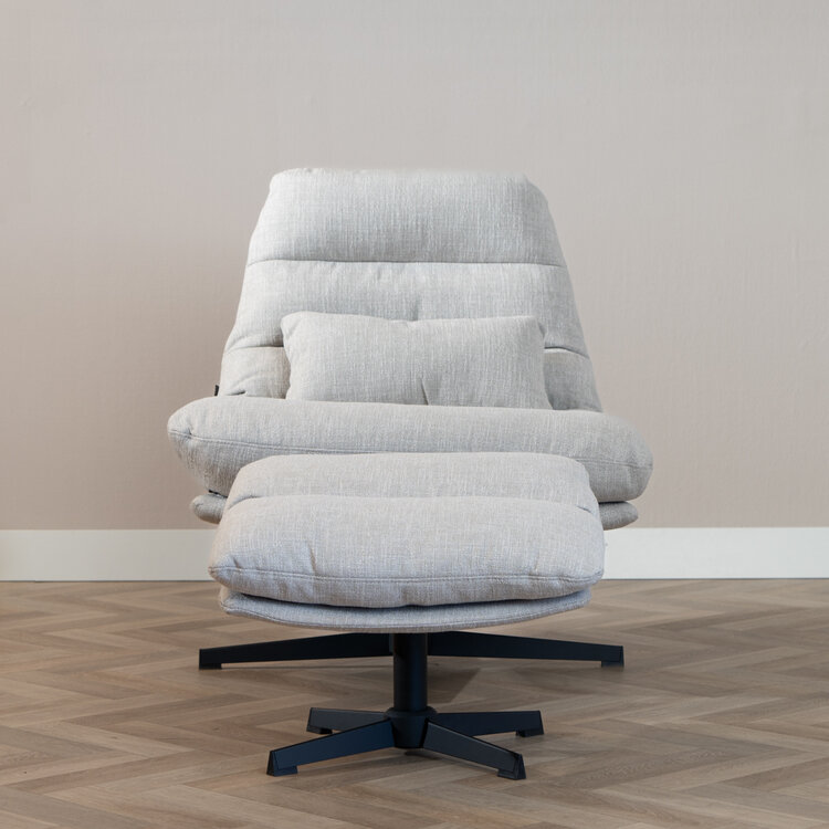 Sessel mit Hocker Cristo Leinen drehbar taupe