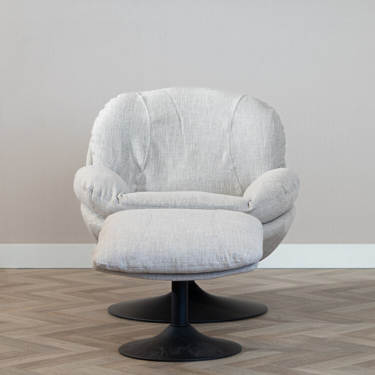 Sessel mit Hocker Isobel Leinen drehbar taupe