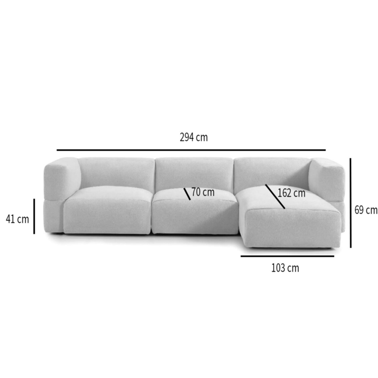 Ecksofa 3-Sitzer Karla Chenille taupe rechts