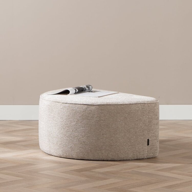 Hocker Mio halbrund Ribstoff taupe
