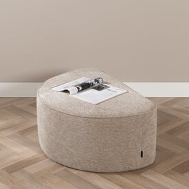 Hocker Mio halbrund Ribstoff taupe