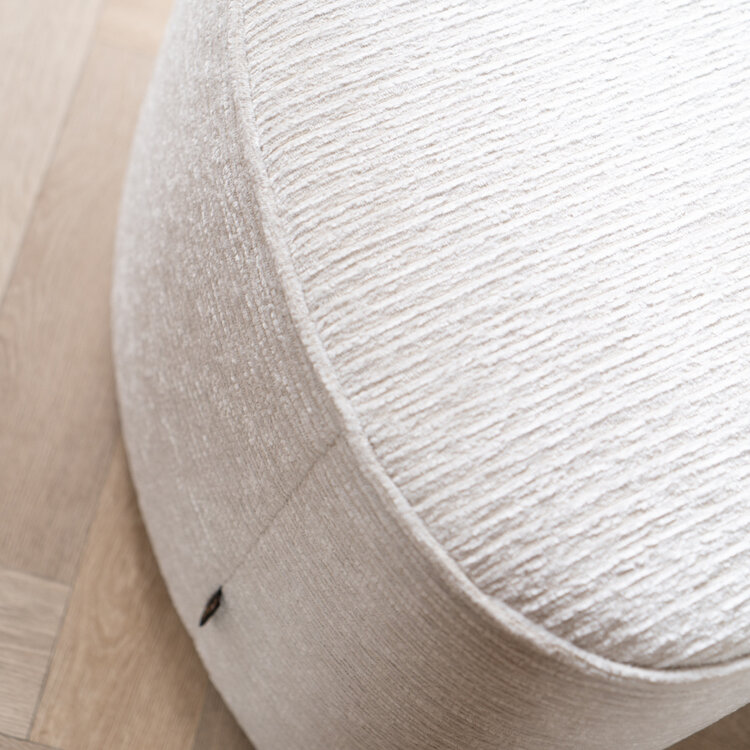 Hocker Mio halbrund Ribstoff weiß