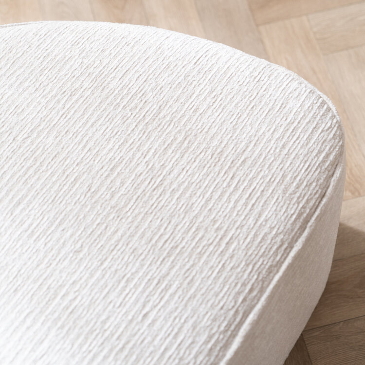 Hocker Mio halbrund Ribstoff weiß