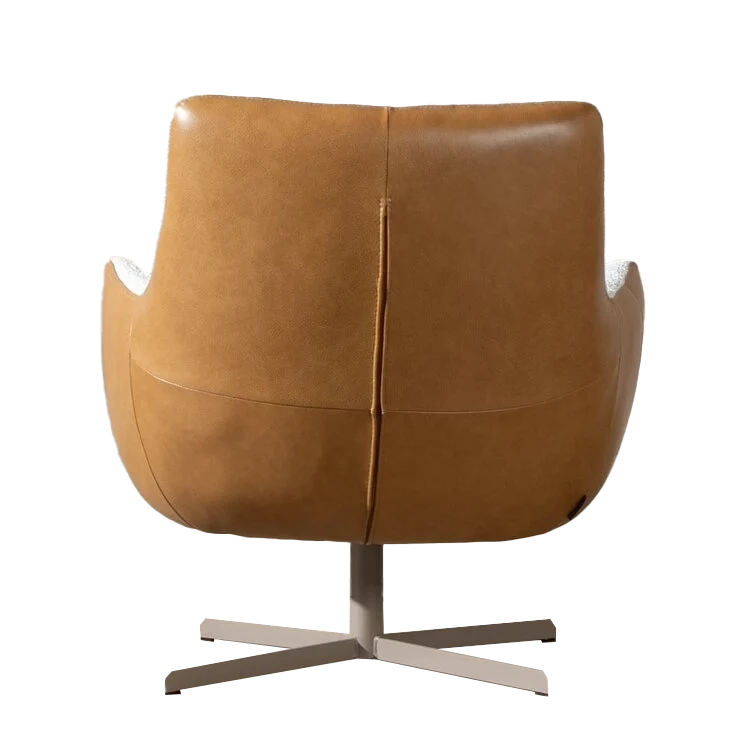 Sessel Stella Bouclé / Leder drehbar beige