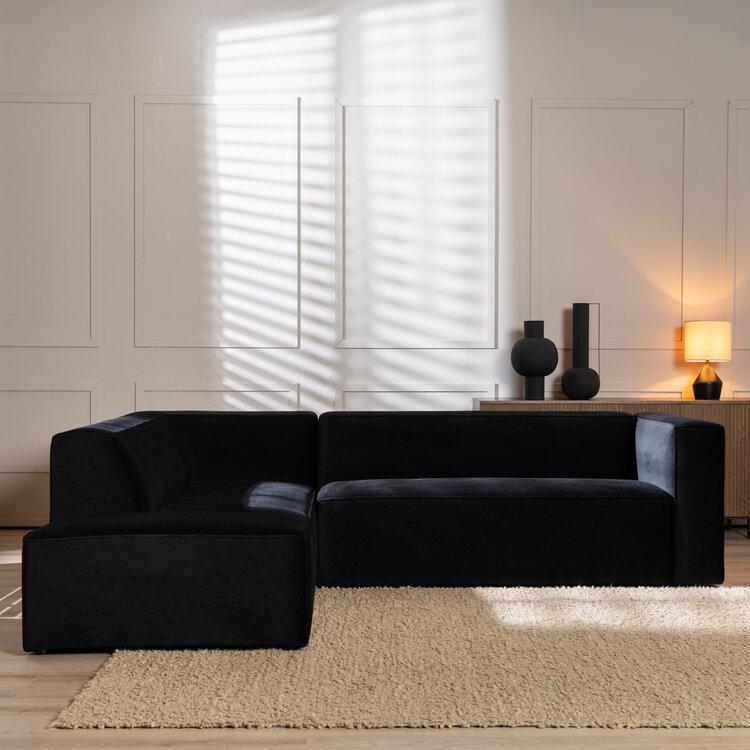 Ecksofa Memphis Samt schwarz links
