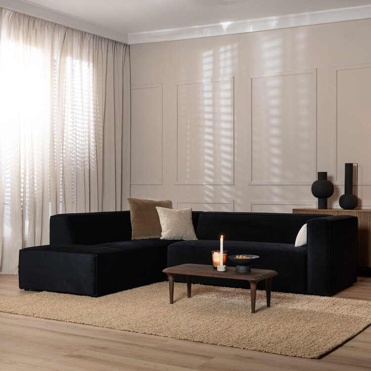 Ecksofa Memphis Samt schwarz links