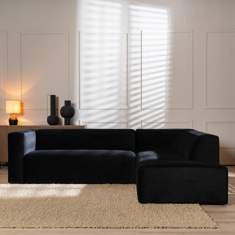 Ecksofa Memphis Samt schwarz rechts