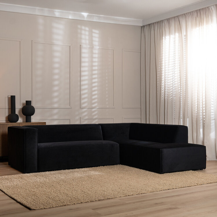 Ecksofa Memphis Samt schwarz rechts