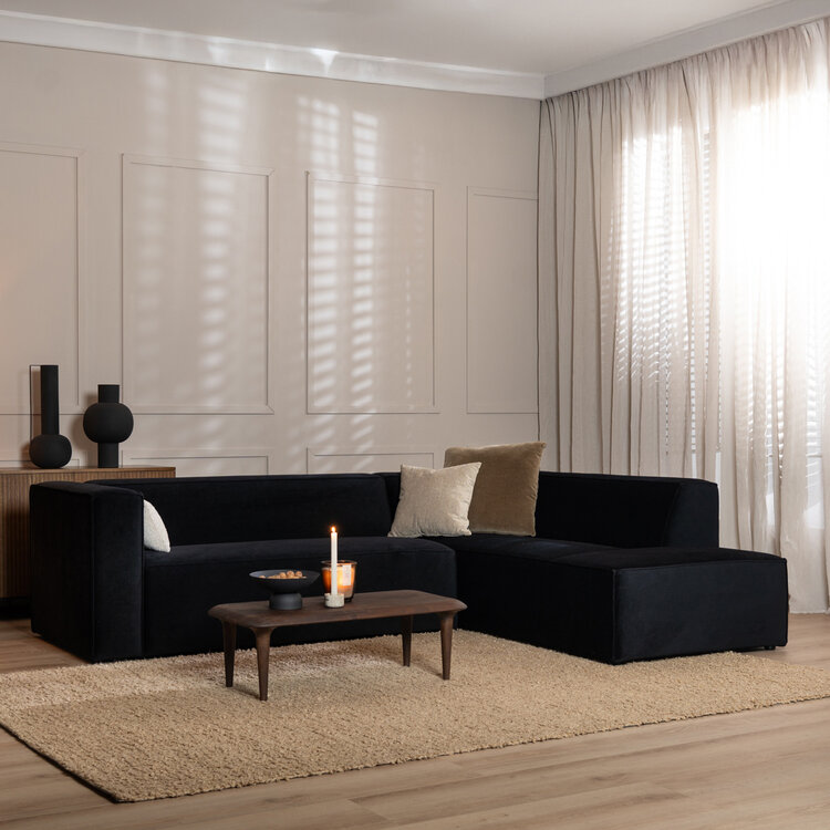 Ecksofa Memphis Samt schwarz rechts