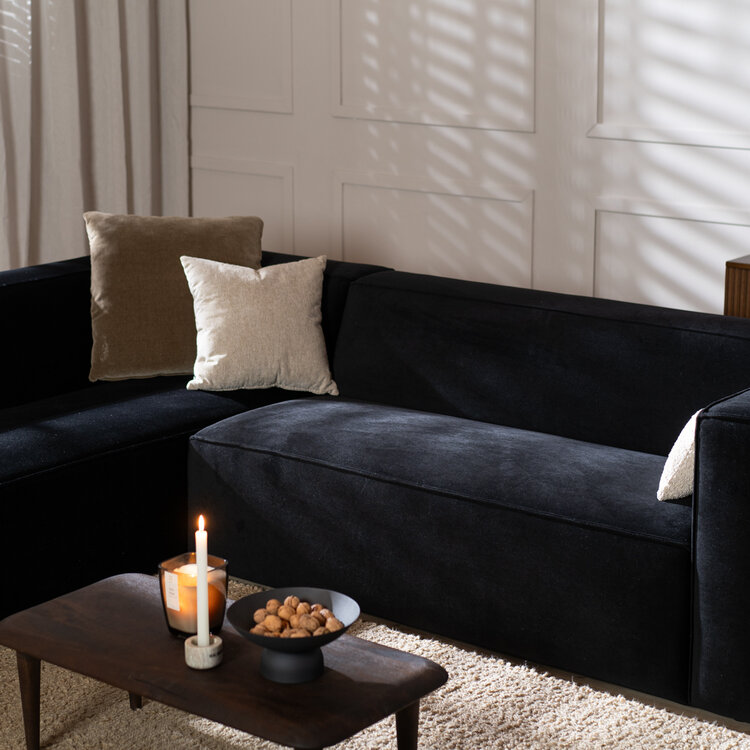 Ecksofa Memphis Samt schwarz links