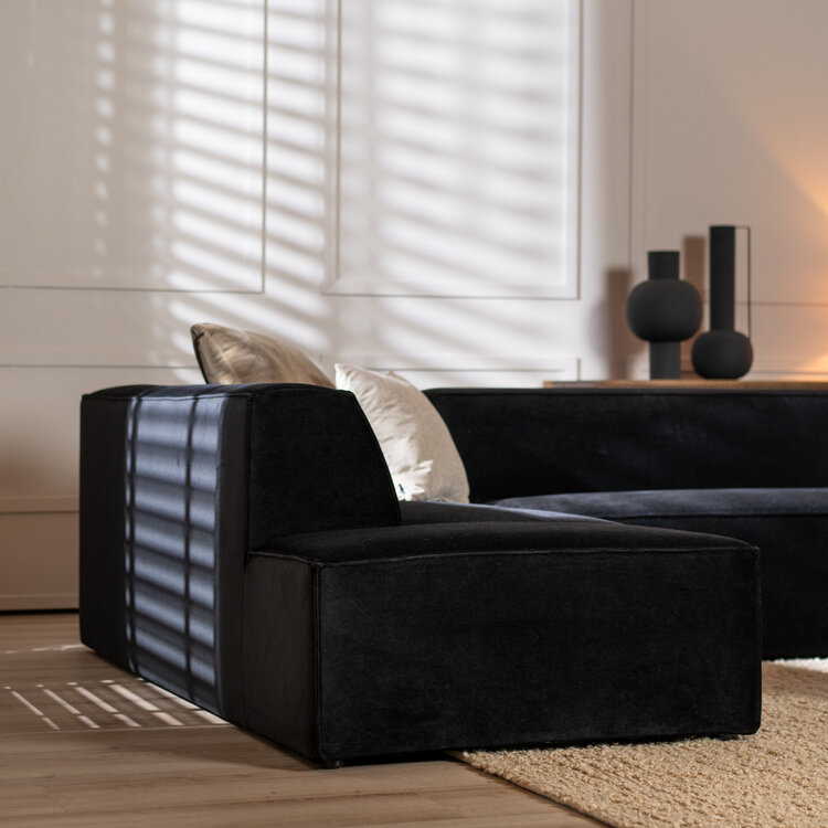 Ecksofa Memphis Samt schwarz links