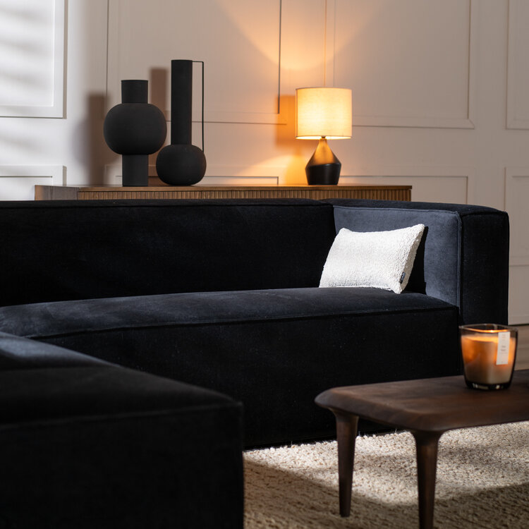 Ecksofa Memphis Samt schwarz links