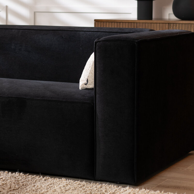 Ecksofa Memphis Samt schwarz links