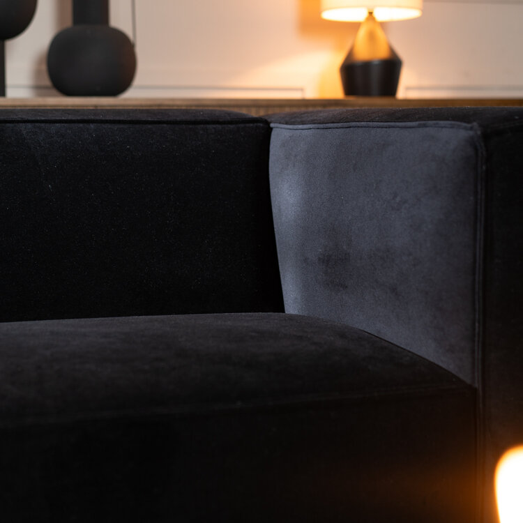 Ecksofa Memphis Samt schwarz links