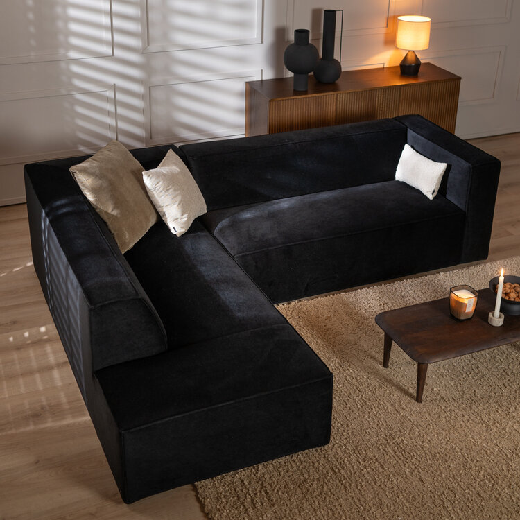 Ecksofa Memphis Samt schwarz links